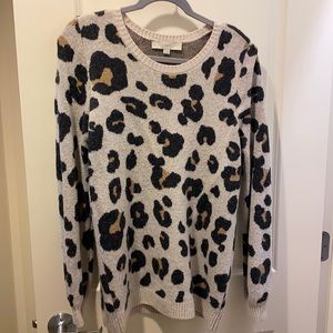 Cream and leopard print cozy Loft sweater